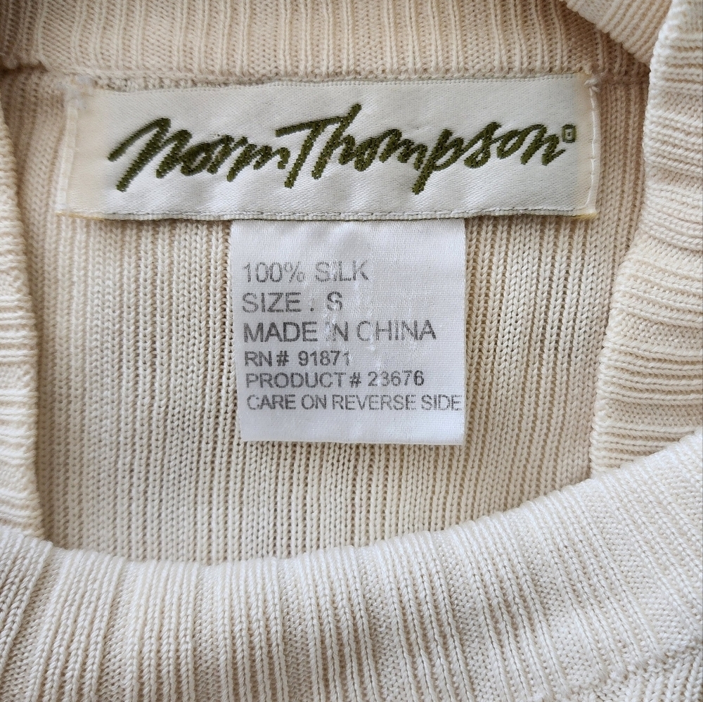 Norm Thompson 100% Silk Turtleneck Sweater Ivory/Cream S - Picture 6 of 6